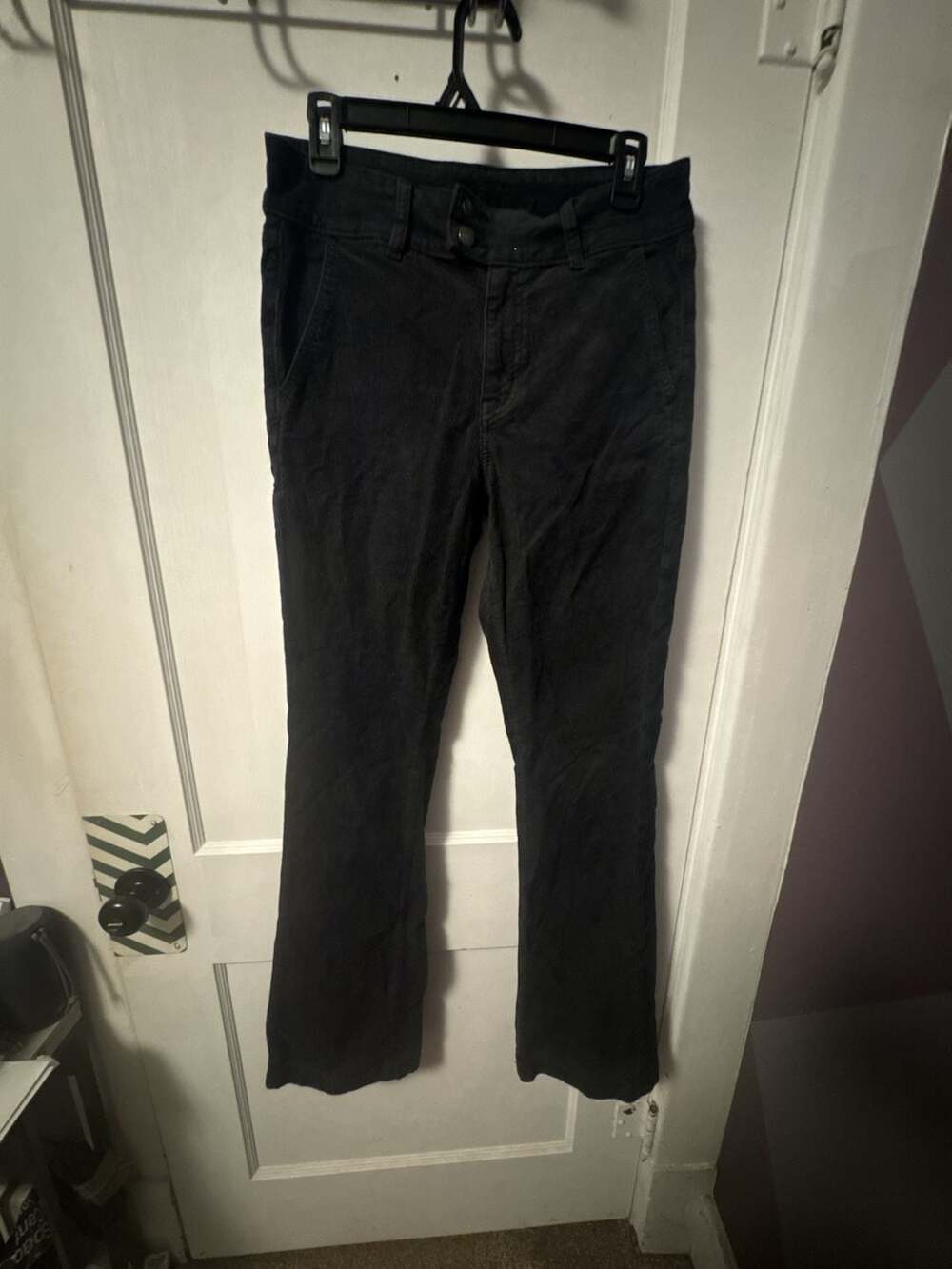American Eagle Stretch Corduroy Pants Size 8 Long Black